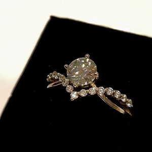 3.0 ct Moissanite Promise Ring 925 Sterling Silver Trendy Crown Design.
